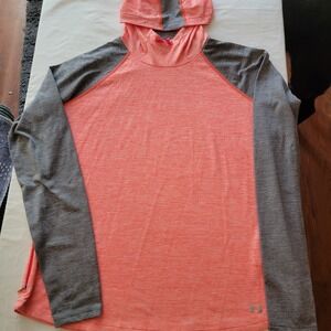 Under Armour Women's Run Heat Gear Fitted Hoodie Size Xl Coral Gray Long Sleeve